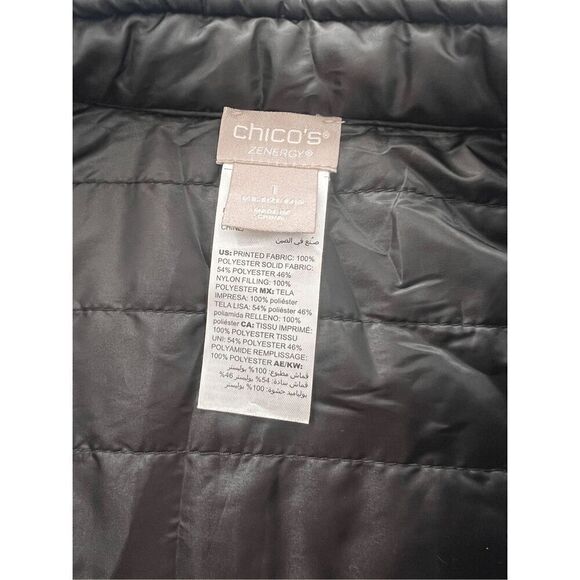 Chico's Reversible Black White Houndstooth lightweight Puffer jacket - Picture 8 of 8